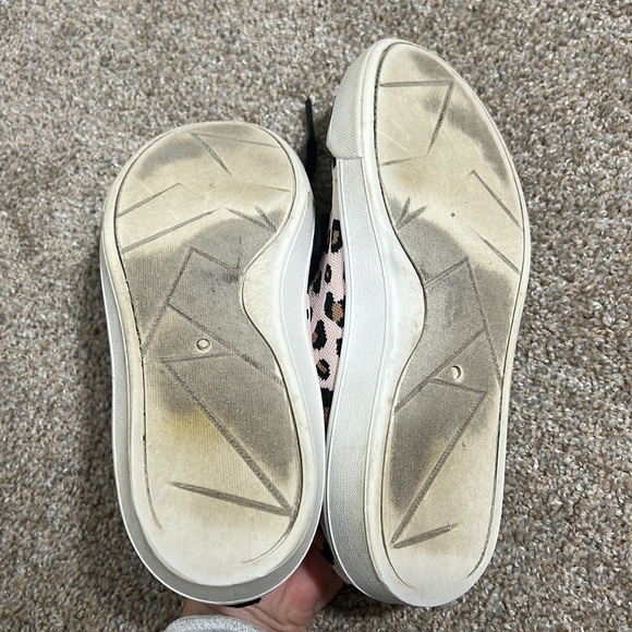 Pink Leopard Print Slip on Sneakers Lace Up Stretch Size 6 - Picture 4 of 5